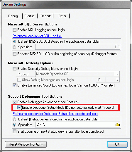 Using Debugger Setup Mode with the Support Debugging Tool | Winthrop ...